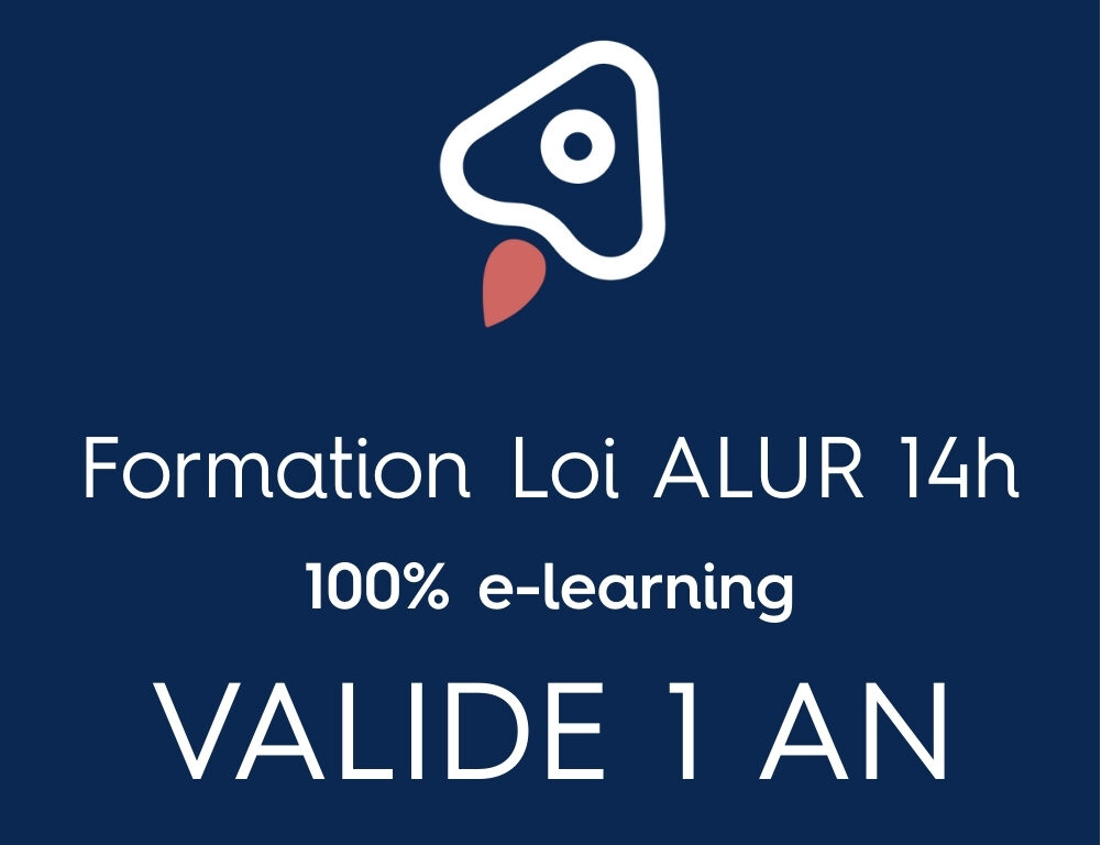 Visuel de la formation Loi ALUR 14h en e-learning pour professionnels de l’immobilier, formation continue valide 1 an – Axelerance